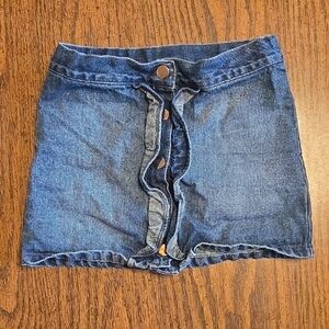 Girls Blue Denim Button-Front Mini Skirt